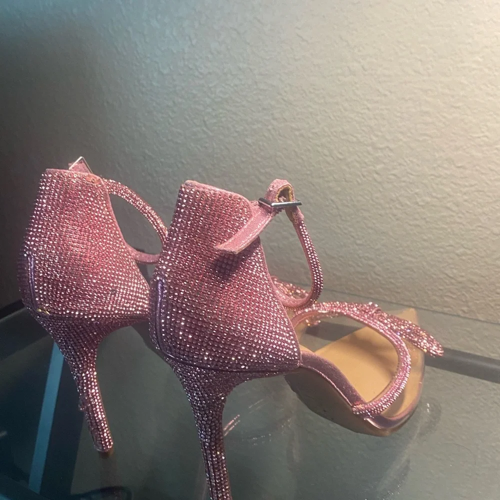 INC Elegant Pink Rhinestone Ankle Strap Heels - Picture 7 of 7